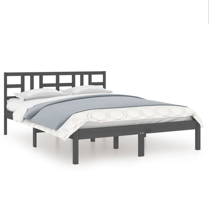 Massivholzbett Grau 135x190 cm