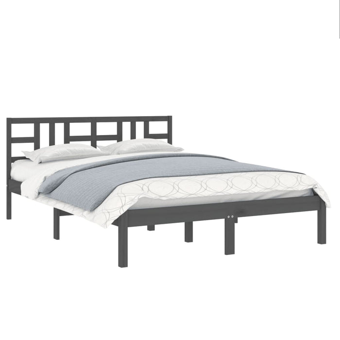 Massivholzbett Grau 135x190 cm
