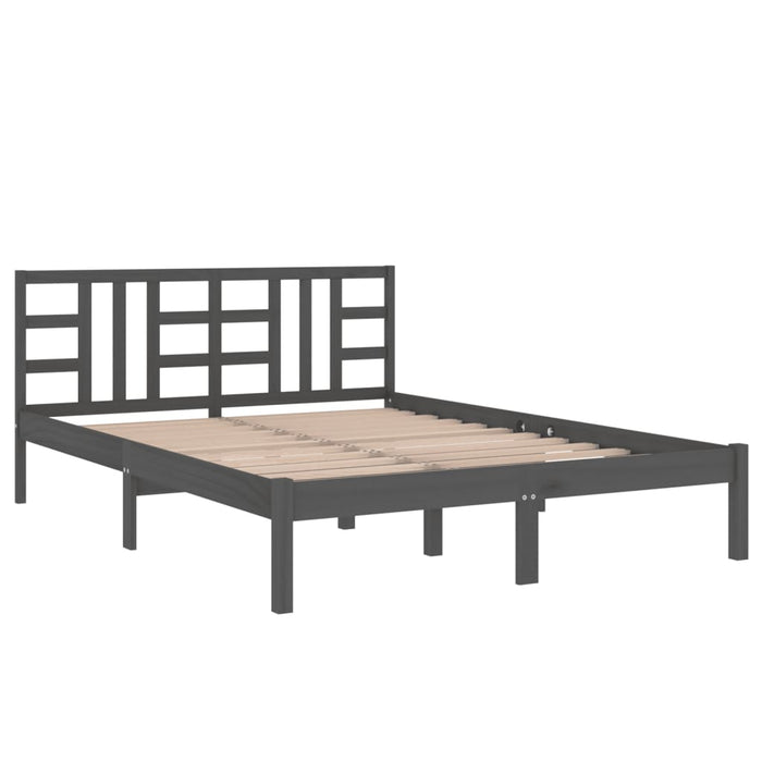 Massivholzbett Grau 135x190 cm