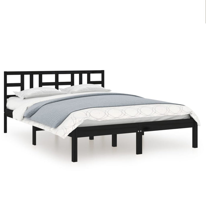 Massivholzbett Schwarz 135x190 cm