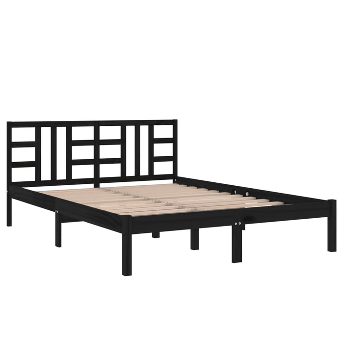 Massivholzbett Schwarz 160x200 cm