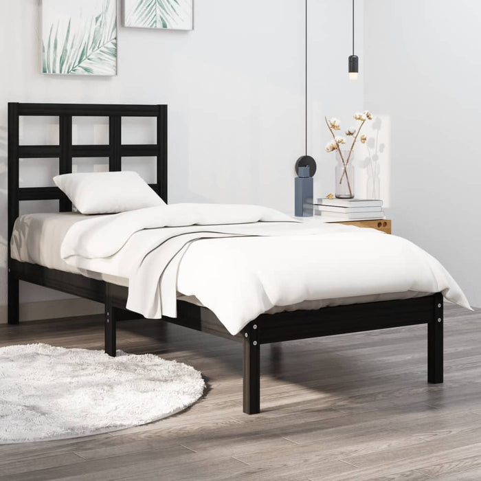 Massivholzbett Schwarz 90x190 cm