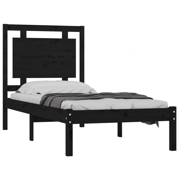Massivholzbett Schwarz 75x190 cm