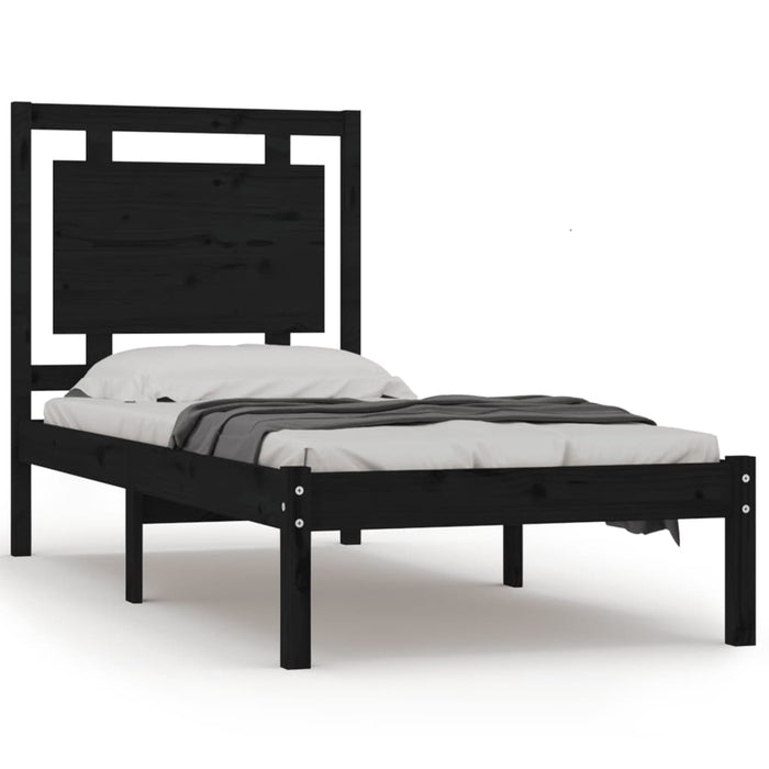 Massivholzbett Schwarz 90x190 cm