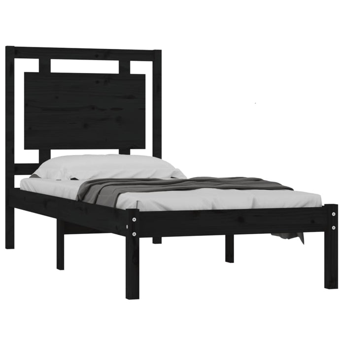 Massivholzbett Schwarz 90x190 cm