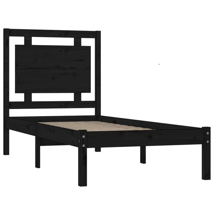 Massivholzbett Schwarz 90x190 cm