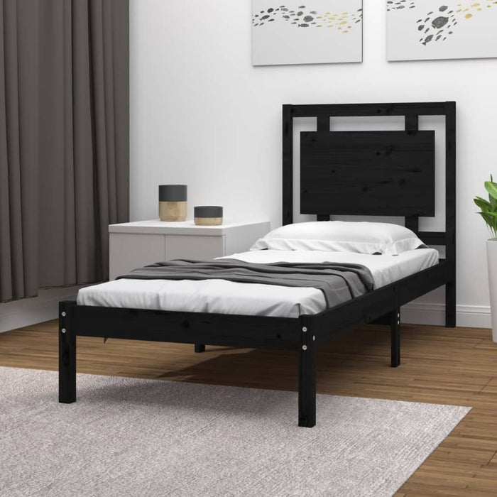 Massivholzbett Schwarz 90x190 cm