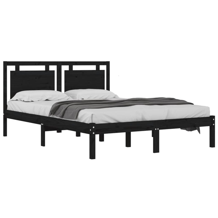 Massivholzbett Schwarz 140x190 cm