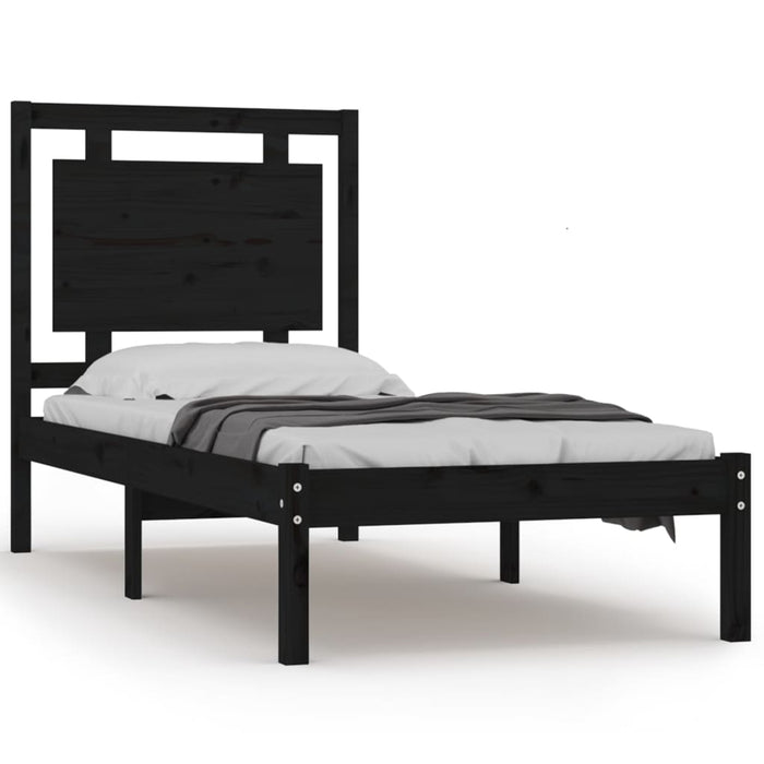 Massivholzbett Schwarz 90x200 cm