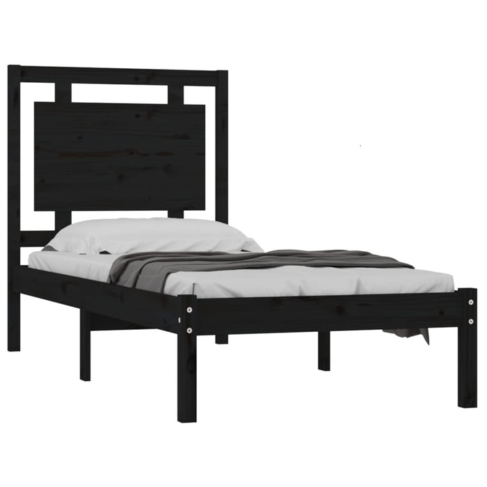 Massivholzbett Schwarz 90x200 cm