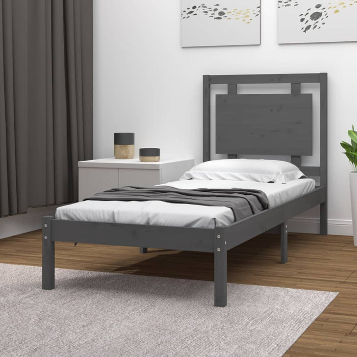 Massivholzbett Grau 100x200 cm