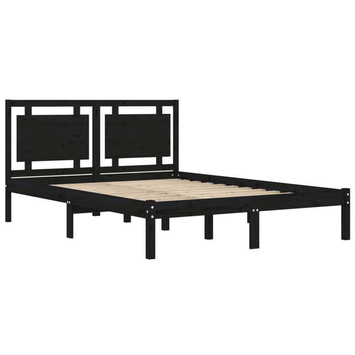 Massivholzbett Schwarz 150x200 cm