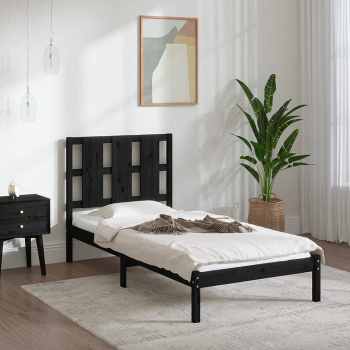 Massivholzbett Schwarz 90x190 cm
