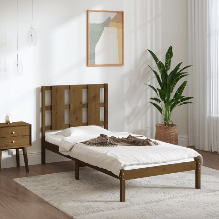 Solid wood bed honey brown pine 100x200 cm