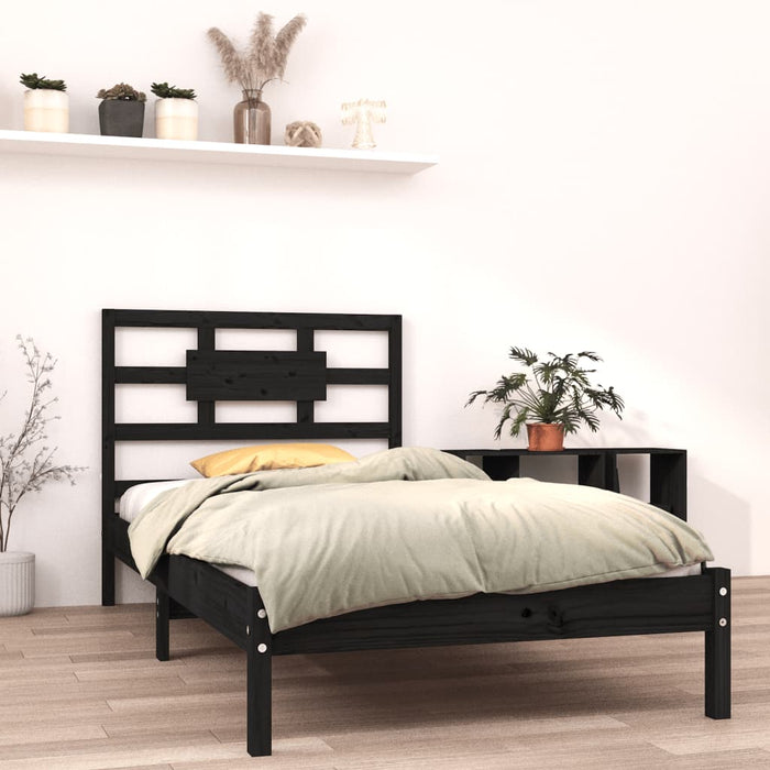 Massivholzbett Schwarz 90x190 cm