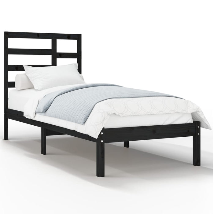 Massivholzbett Schwarz 90x190 cm
