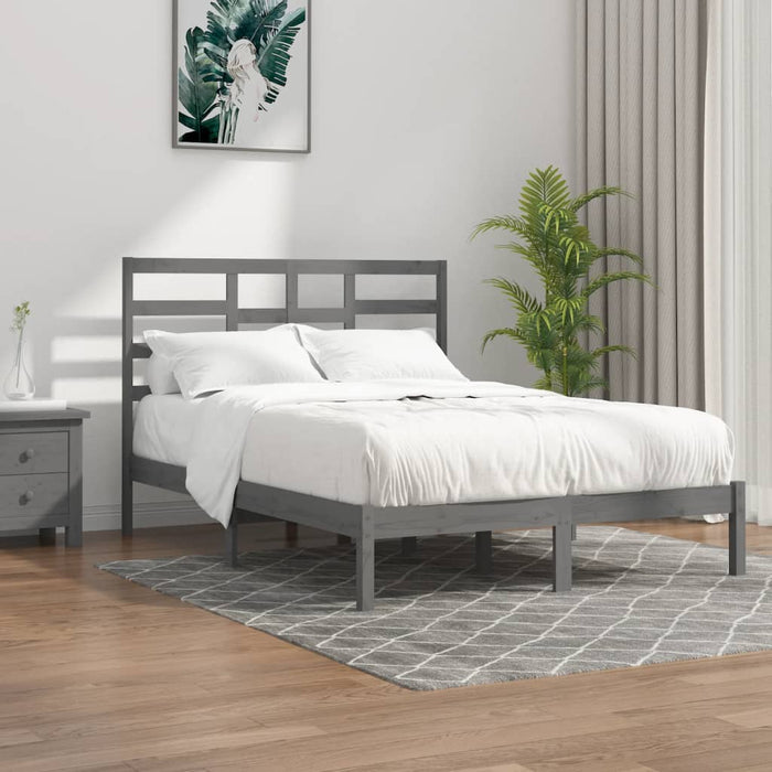 Massivholzbett Grau 135x190 cm