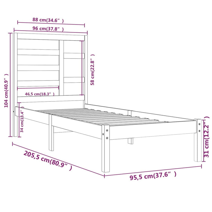 Massivholzbett Honigbraun 90x200 cm