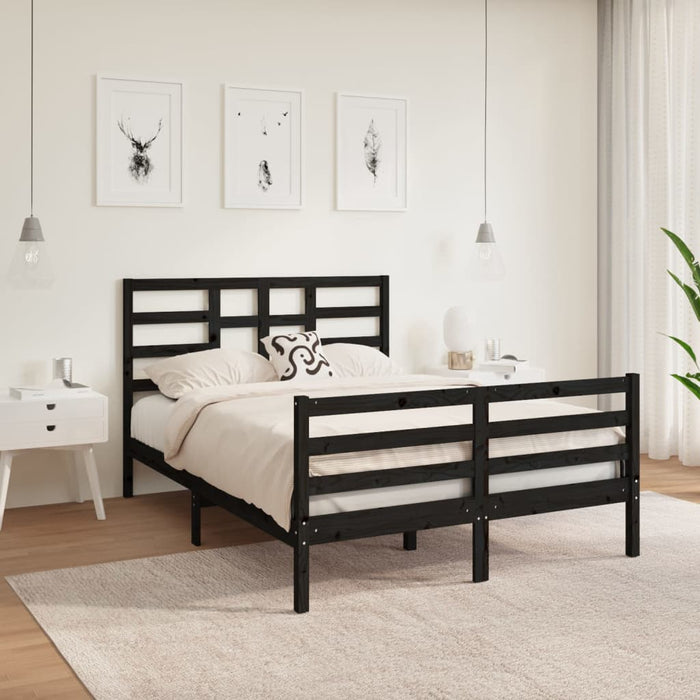 Massivholzbett Schwarz 120x190 cm