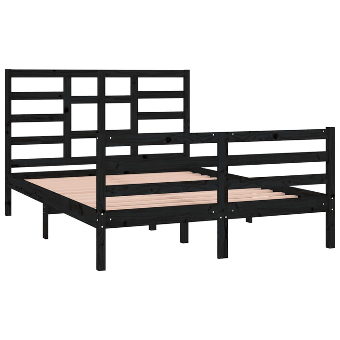 Massivholzbett Schwarz 140x190 cm