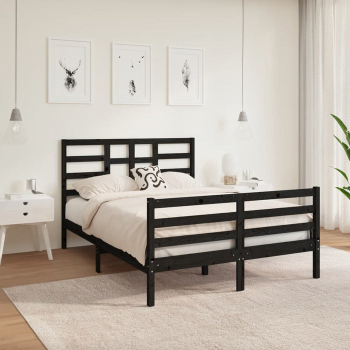 Massivholzbett Schwarz 140x190 cm