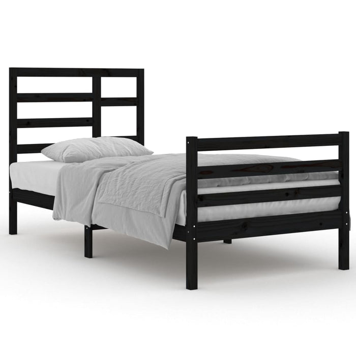 Massivholzbett Schwarz 90x200 cm