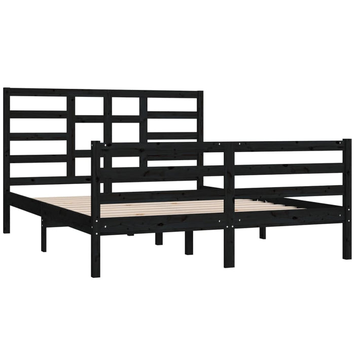 Massivholzbett Schwarz 150x200 cm