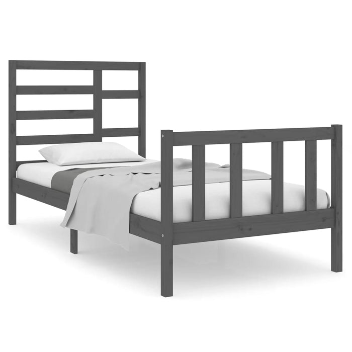 Massivholzbett Grau 75x190 cm