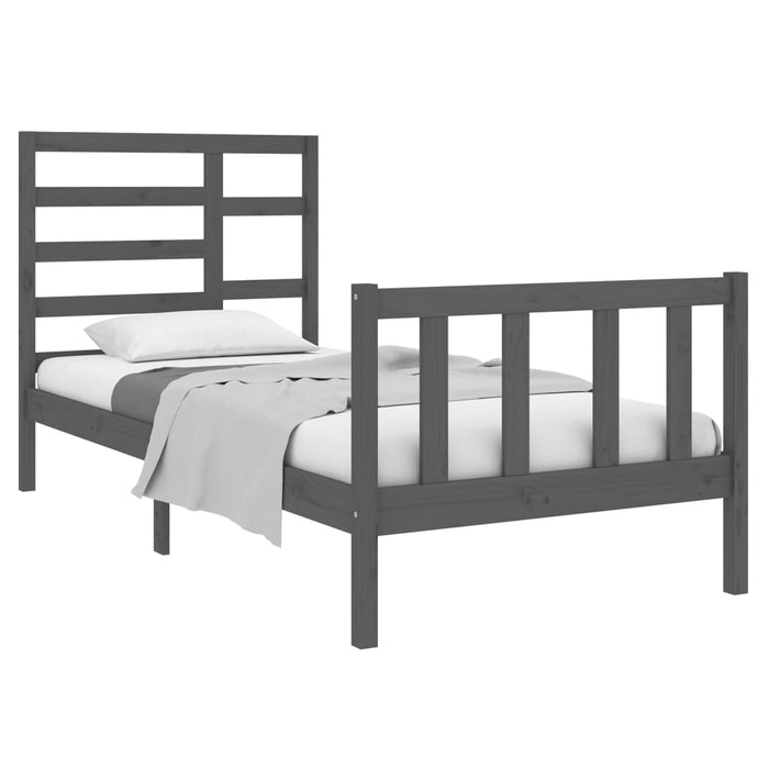 Massivholzbett Grau 75x190 cm
