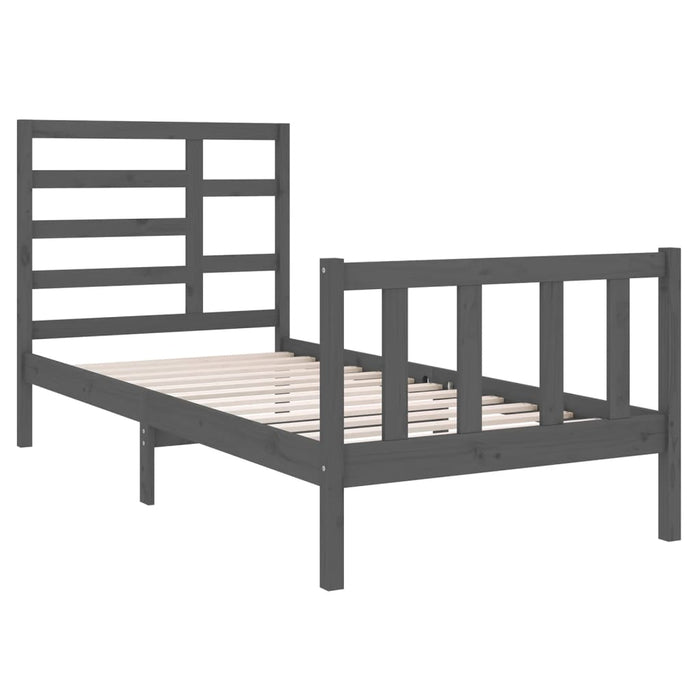 Massivholzbett Grau 75x190 cm