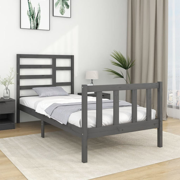 Massivholzbett Grau 75x190 cm