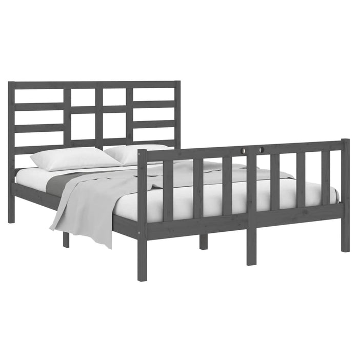 Massivholzbett Grau 140x190 cm