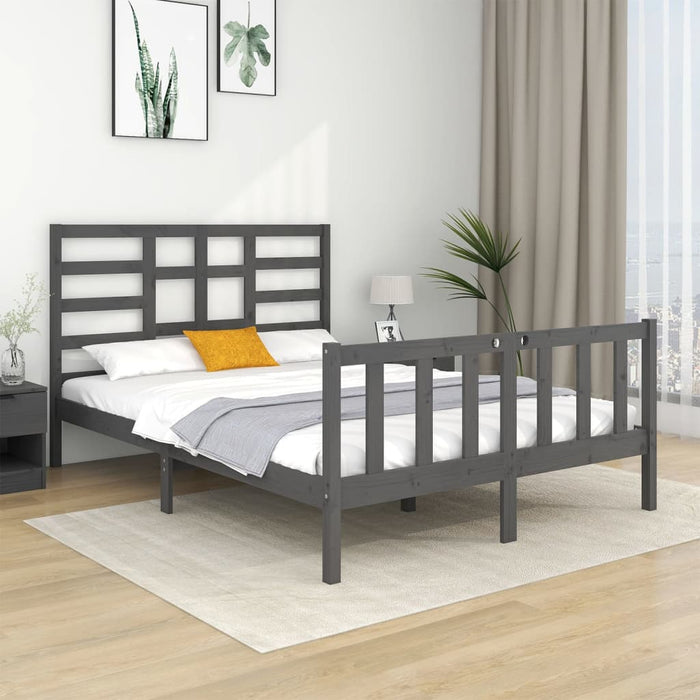 Massivholzbett Grau 140x190 cm