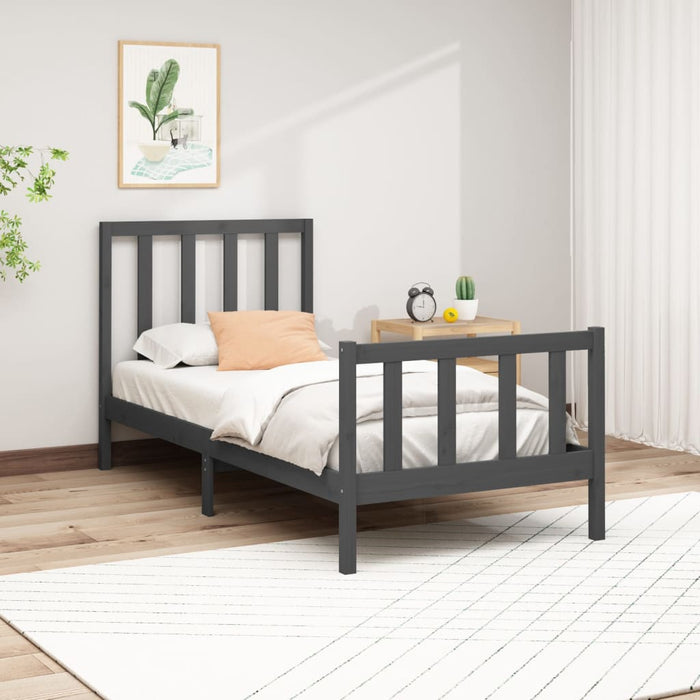 Solid wood bed gray pine 100x200 cm