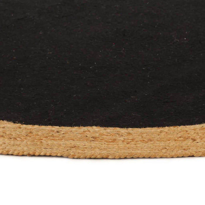 Braided Rug Black &amp; Natural 180 cm Jute &amp; Cotton Round