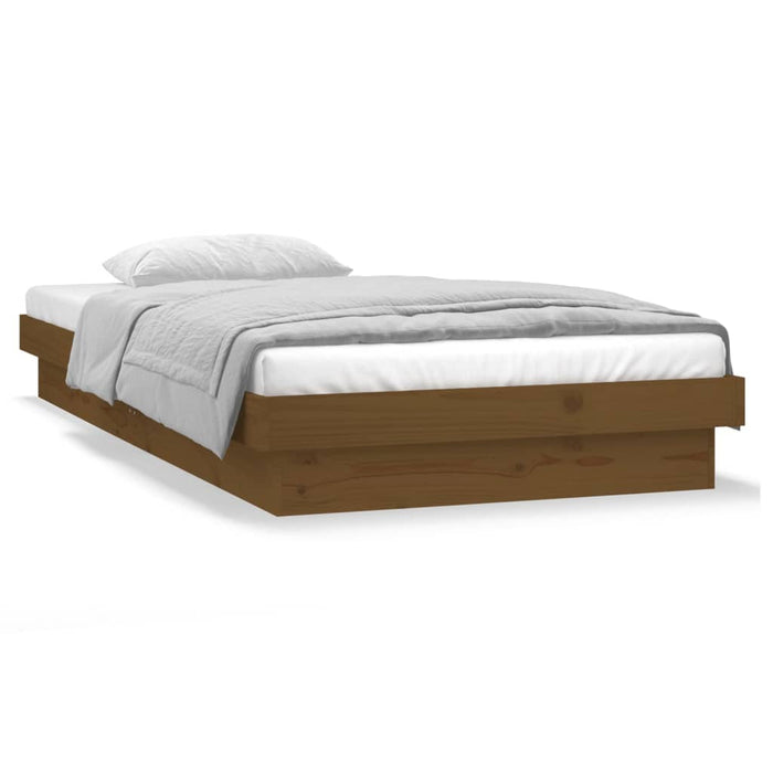 Massivholzbett mit LEDs Honigbraun 75x190 cm