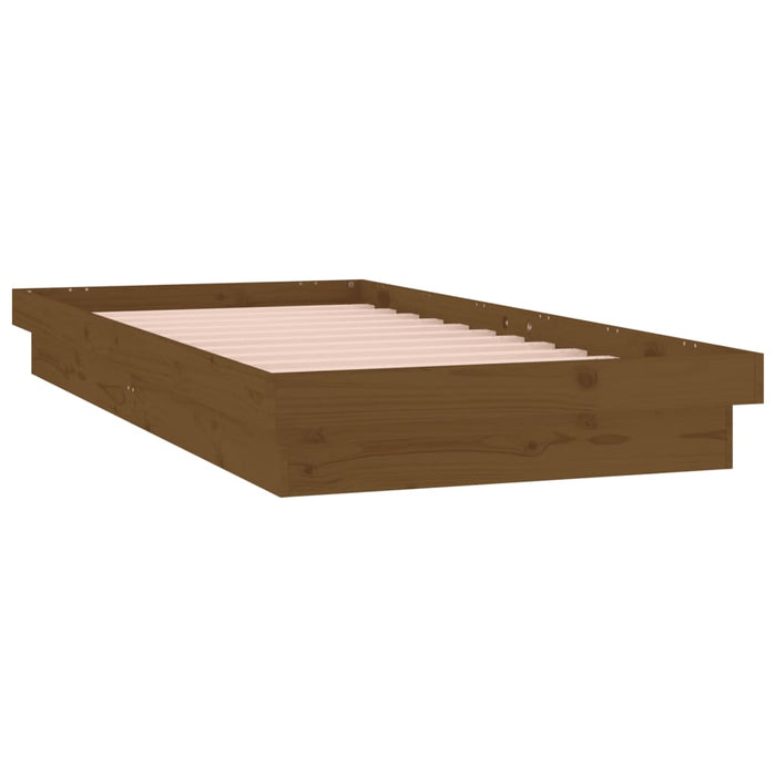 Massivholzbett mit LEDs Honigbraun 75x190 cm
