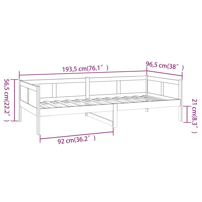 Tagesbett Grau Massivholz Kiefer 90x190 cm