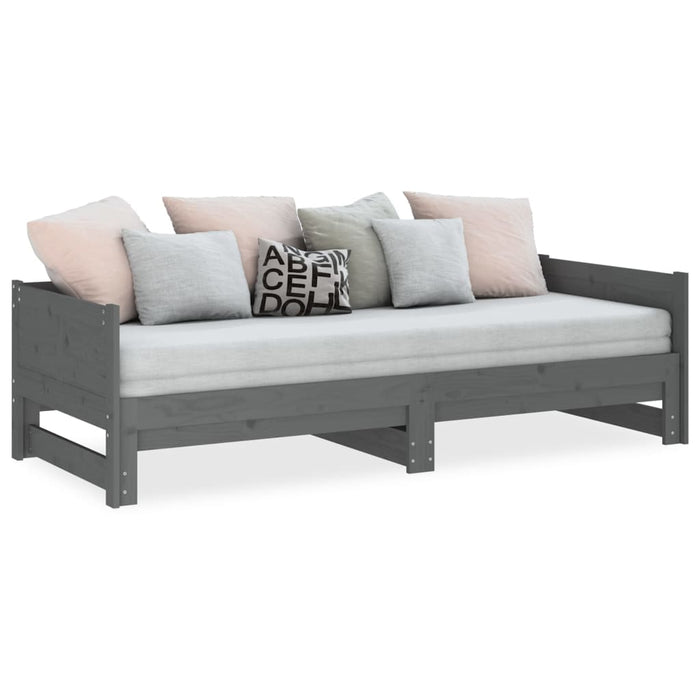 Ausziehbares Tagesbett Grau Massivholz Kiefer 2x(90x190) cm