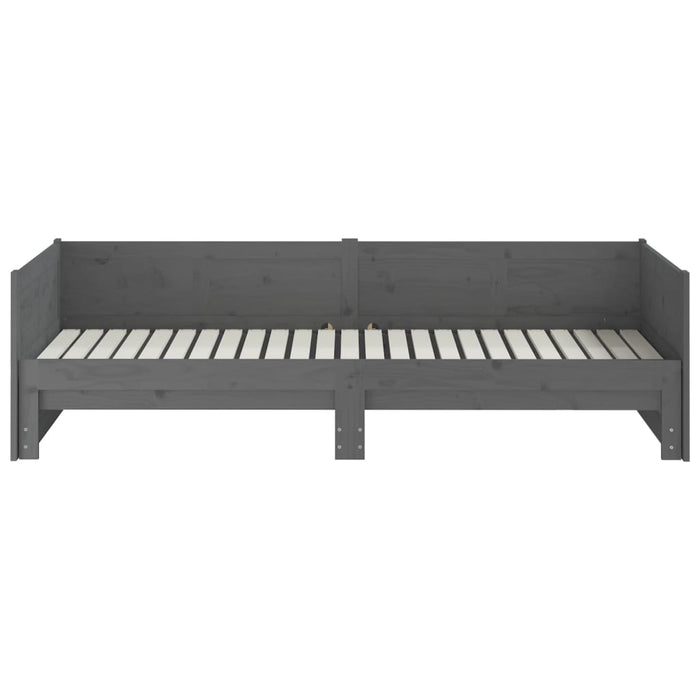 Ausziehbares Tagesbett Grau Massivholz Kiefer 2x(90x190) cm