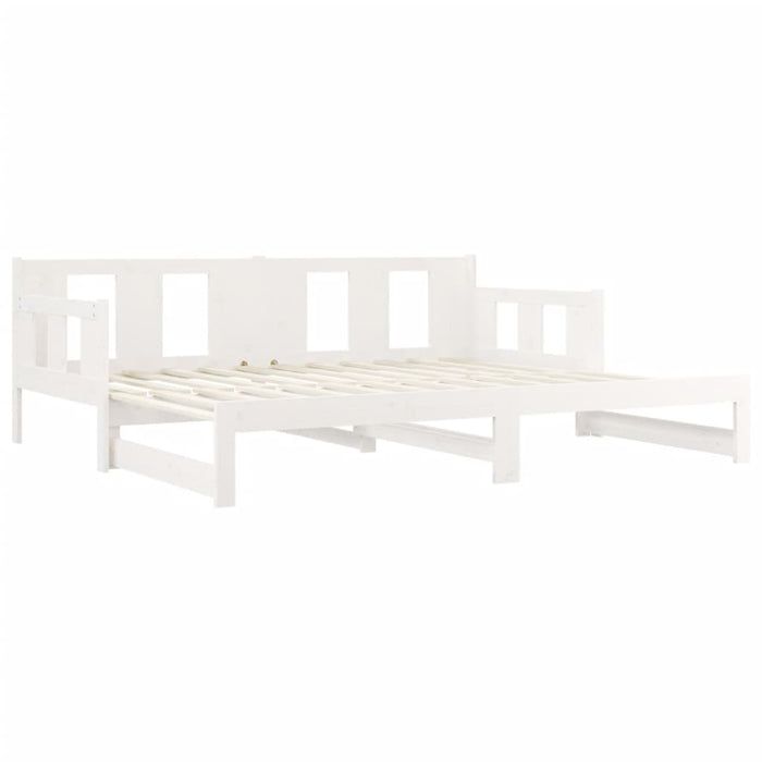 Tagesbett Ausziehbar Weiß Massivholz Kiefer 2x(90x190) cm