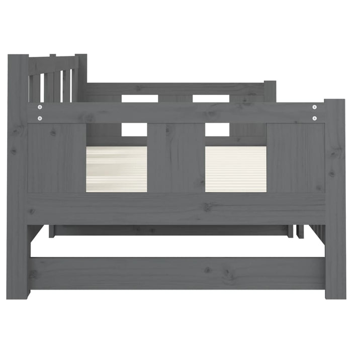 Tagesbett Ausziehbar Grau Massivholz Kiefer 2x(90x190) cm