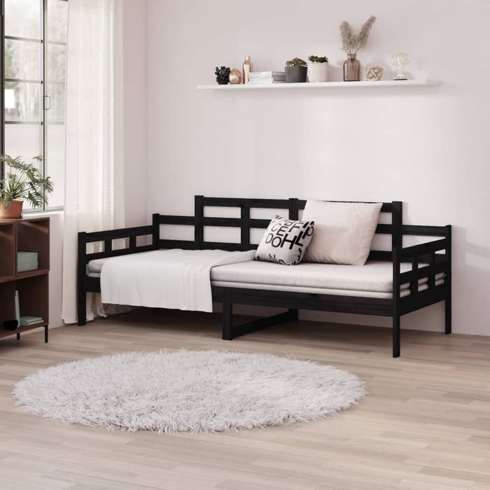Tagesbett Schwarz Massivholz Kiefer 90x200 cm