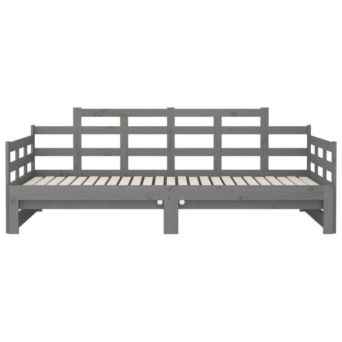 Daybed extendable gray solid pine wood 2x(90x190) cm