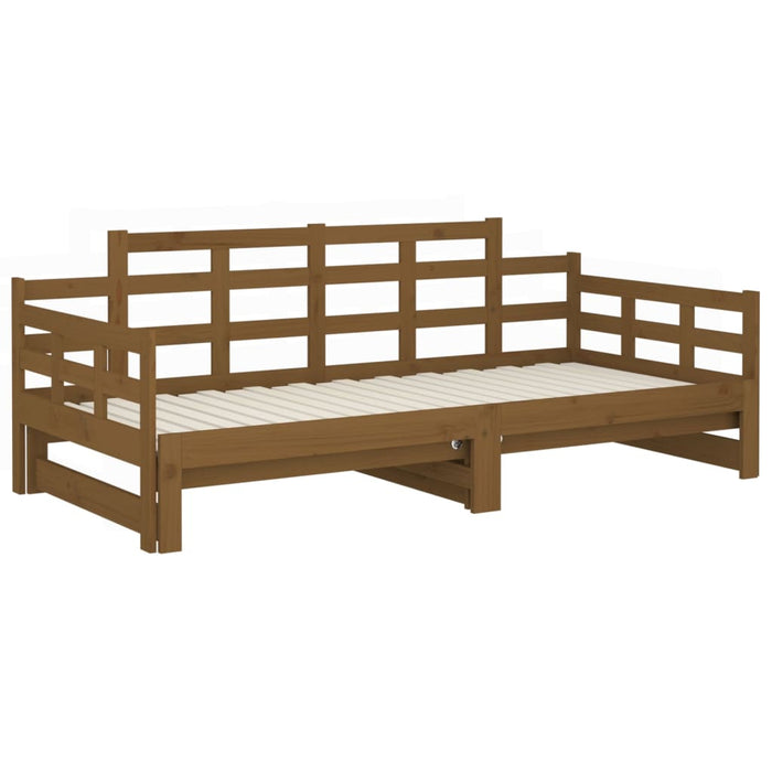 Daybed extendable honey brown solid pine wood 2x(90x190) cm