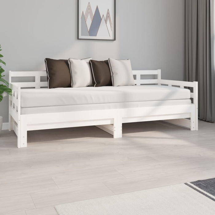 Daybed extendable white solid pine wood 2x(80x200) cm