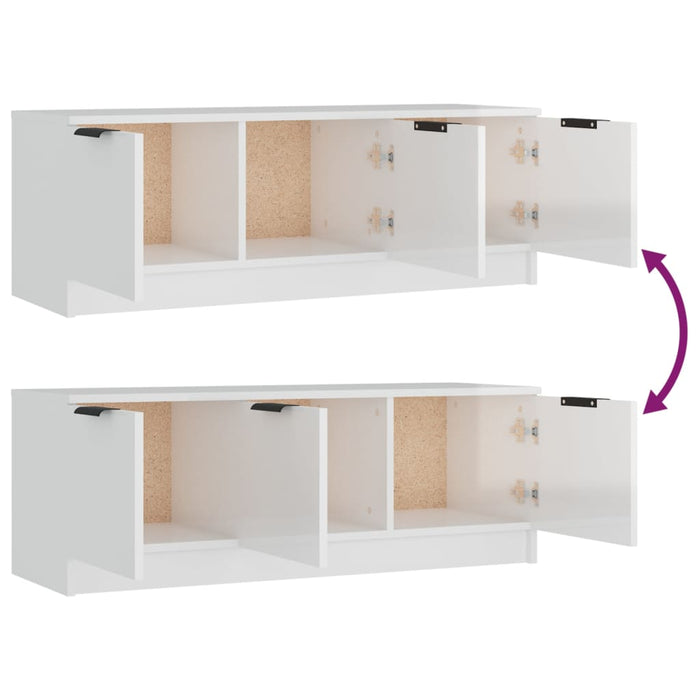 TV cabinet high-gloss white 102x35x36.5 cm made of wood