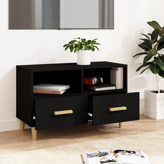 TV cabinet black 80x36x50 cm made of wood