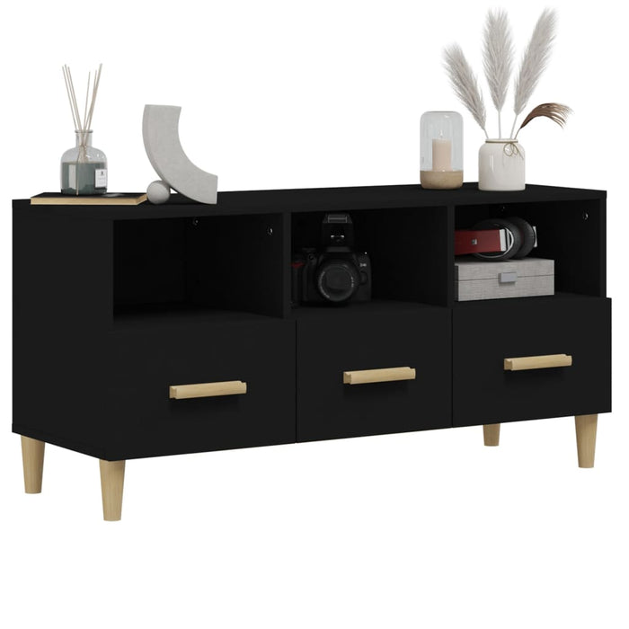TV cabinet black 102x36x50 cm made of wood