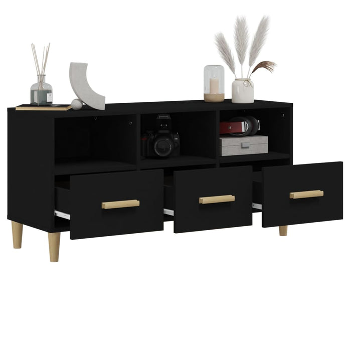 TV cabinet black 102x36x50 cm made of wood